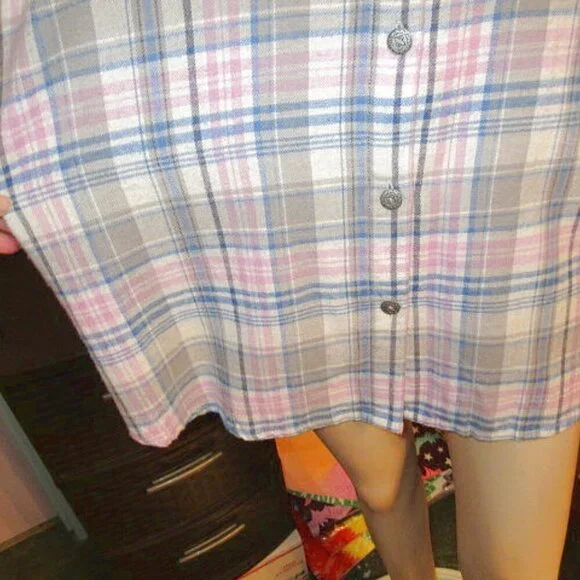 Blair Embroidered Flannel Shirt Size 2X Patchwork Button Up Countrycore Cottage - Picture 5 of 12
